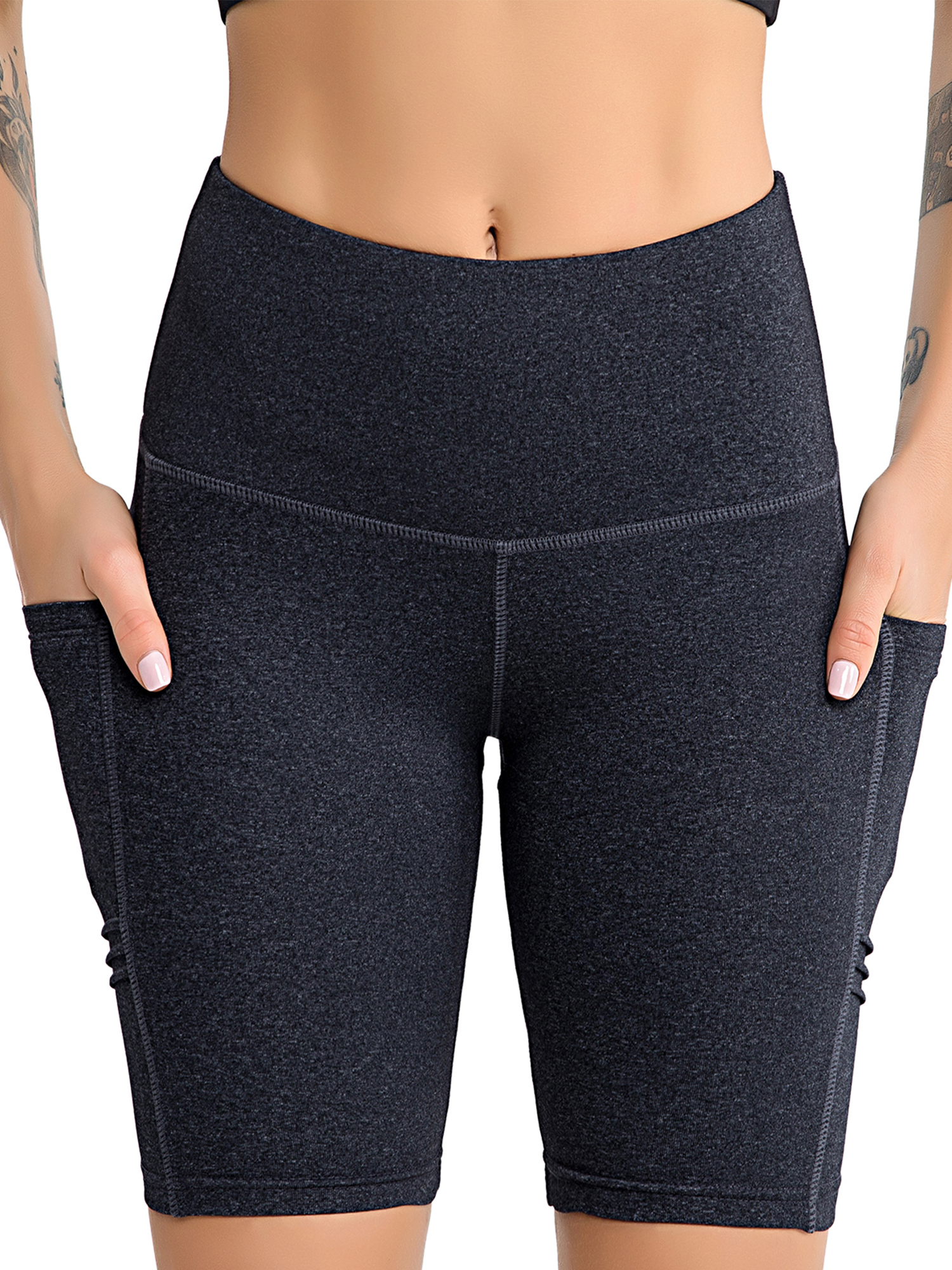 Tummy Control Yoga Shorts with Pockets for Women Workout Running Athletic Bike High Waist Activewear Bottoms - image 8 of 8