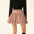 thumbnail image 4 of Women'S High Waist Ruffle Hem Bubble Mini Skirt A Line Flared Cute Skirts Streetwear Pink M, 4 of 8