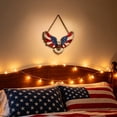 thumbnail image 4 of Natural Solid Wood Front Door Welcome Sign Star Wreath Round Patriotic Decor for Independence Day Rustic Home Decorations Wooden Door Hanging Pendant with Rope for Wall Entryway Display, 4 of 6