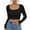 Black, variant on Oalirro Women's Square Neck Long Sleeve Crop Top Slim Fitted Shirt Casual Base Layer Soft Shirt Going Out Tops