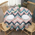 thumbnail image 3 of Colorful Geometric Striped Pattern Round Tablecloth 60"x60",Wrinkle Wipeable Table Cloth for Kitchen Dining Room Picnic Patio Party, 3 of 6
