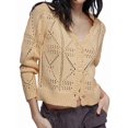 thumbnail image 3 of Women'S 2025 Spring Autumn Winter Short Cardigan Sweater Top Long Sleeve V-Neck Cardigan Jacket Casual Knitwear Apricot XL, 3 of 9