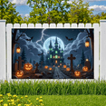 thumbnail image 3 of Gothic Design Halloween Banner Spooky Castle Jack O Lantern Decorative Spooky Scene Pumpkin for Halloween Party Yard Decor, 3 of 9