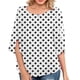 thumbnail image 3 of Camiseta de verano XXL blanca para mujer, para el trabajo y para uso informal, con estampado de lunares, manga dividida y holgada, 3 of 6