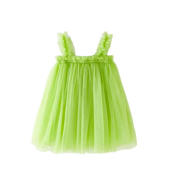 LEWKW Toddler Girls Tulle Sundress Ruffle Sleeve Layered Mesh Tutu Dress Lightweight Flowy Frock for Summer Wedding Flower Girl Beach Outfits