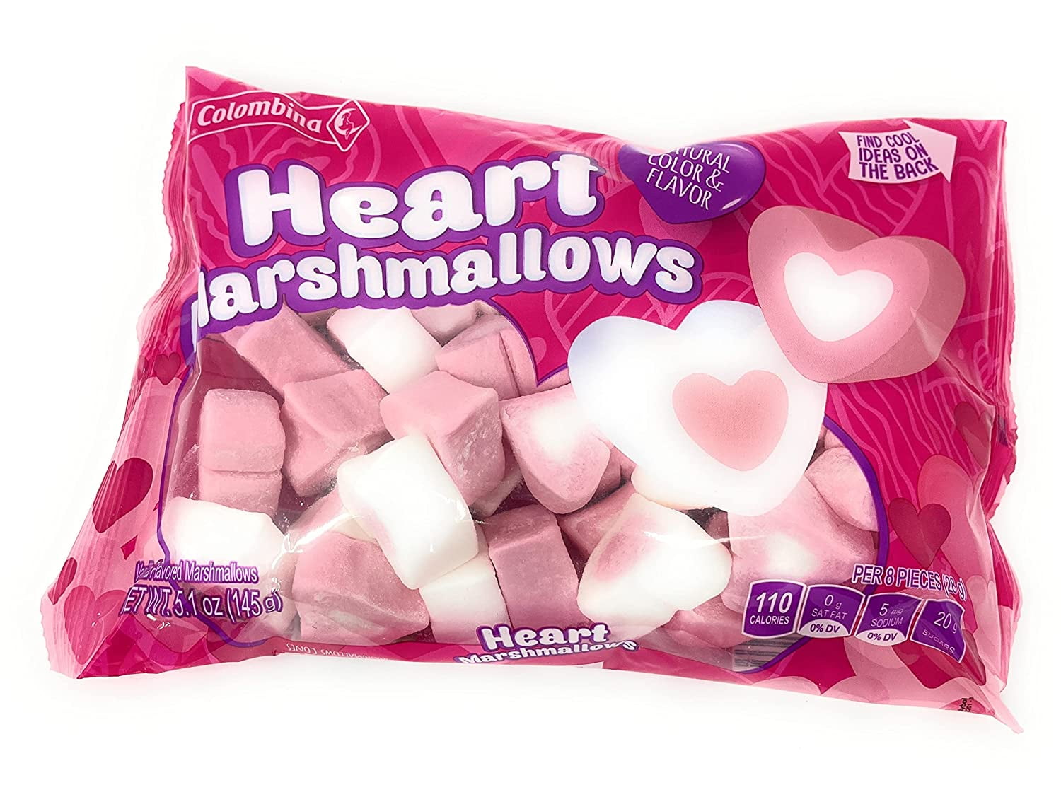 PSLLC Colombina Sweet Heart Marshmallows 5.1 oz (145g) Vanilla Flavored