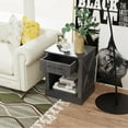 thumbnail image 3 of Gymax 2PCS Nightstand with Drawer and Shelf Rustic Wooden Bedside Table Bedroom Black, 3 of 10