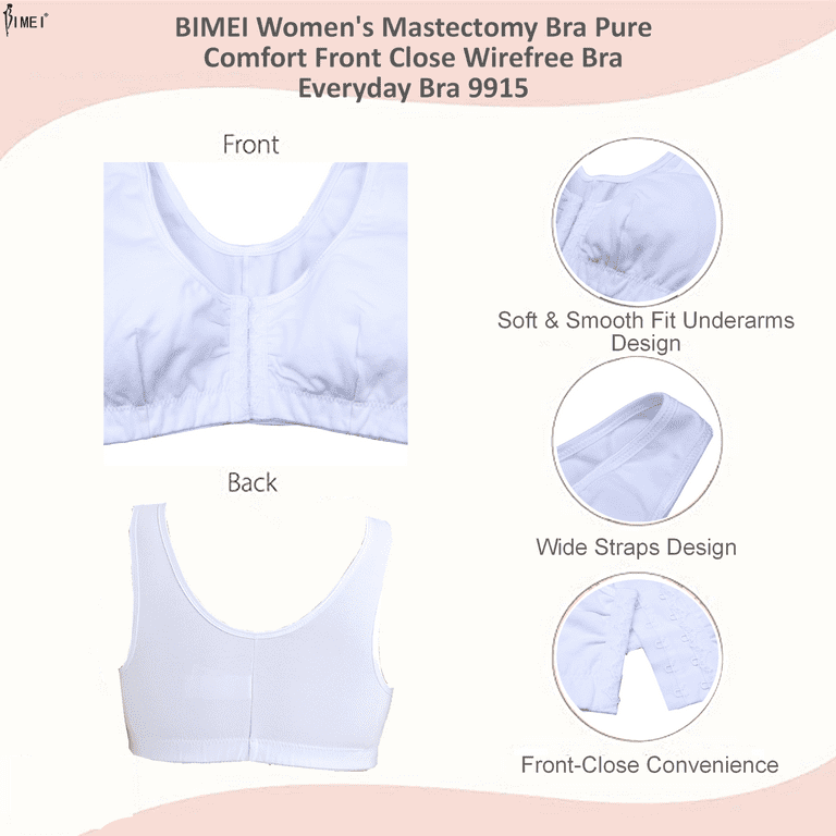 BIMEI Mastectomy Bra Pocket Bra Women's Cotton Front-Closure
