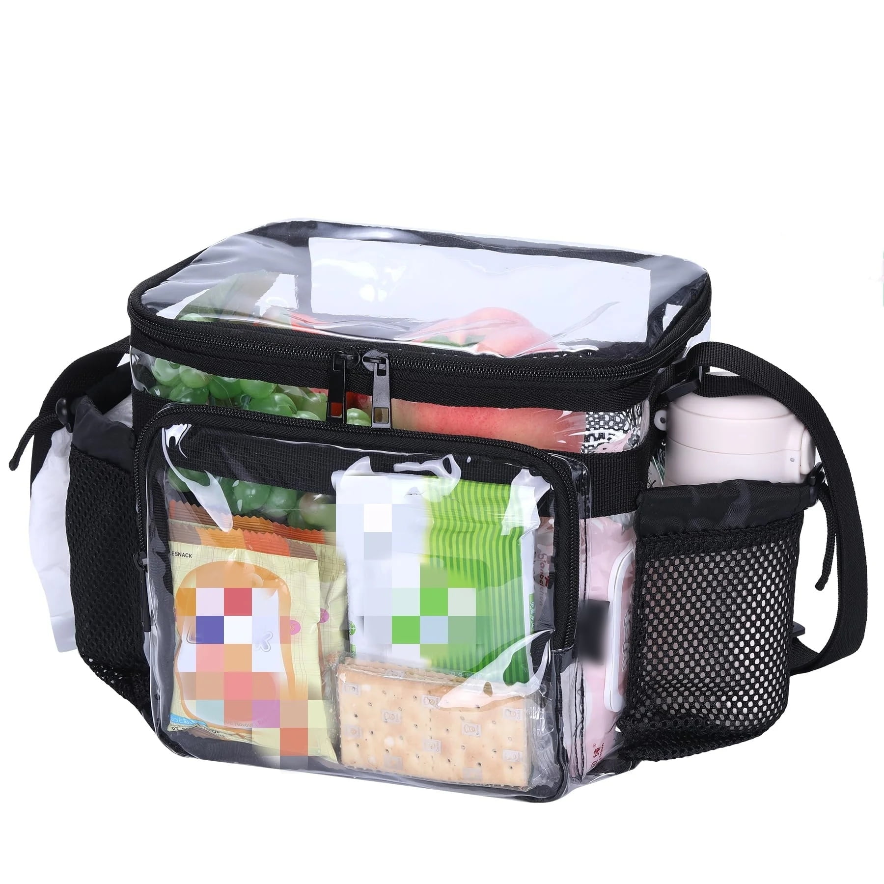 Stadium Approved Clear lunch Bag with Adjustable Strap Front Storage Compartment and Mesh Pockets See Through Zippered Clear lunch Bags for Work School Concerts Walmart