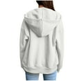 thumbnail image 4 of GaThRRgYP Womens Coats and Jackets Clearance Women's Solid Hooded Plush Sweatshirt Long Sleeve Jacket Loose Coat, 4 of 6