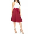 thumbnail image 4 of Women's Solid Vintage High Waist A-Line Midi Skirt with Bow Tie Belt, 4 of 6