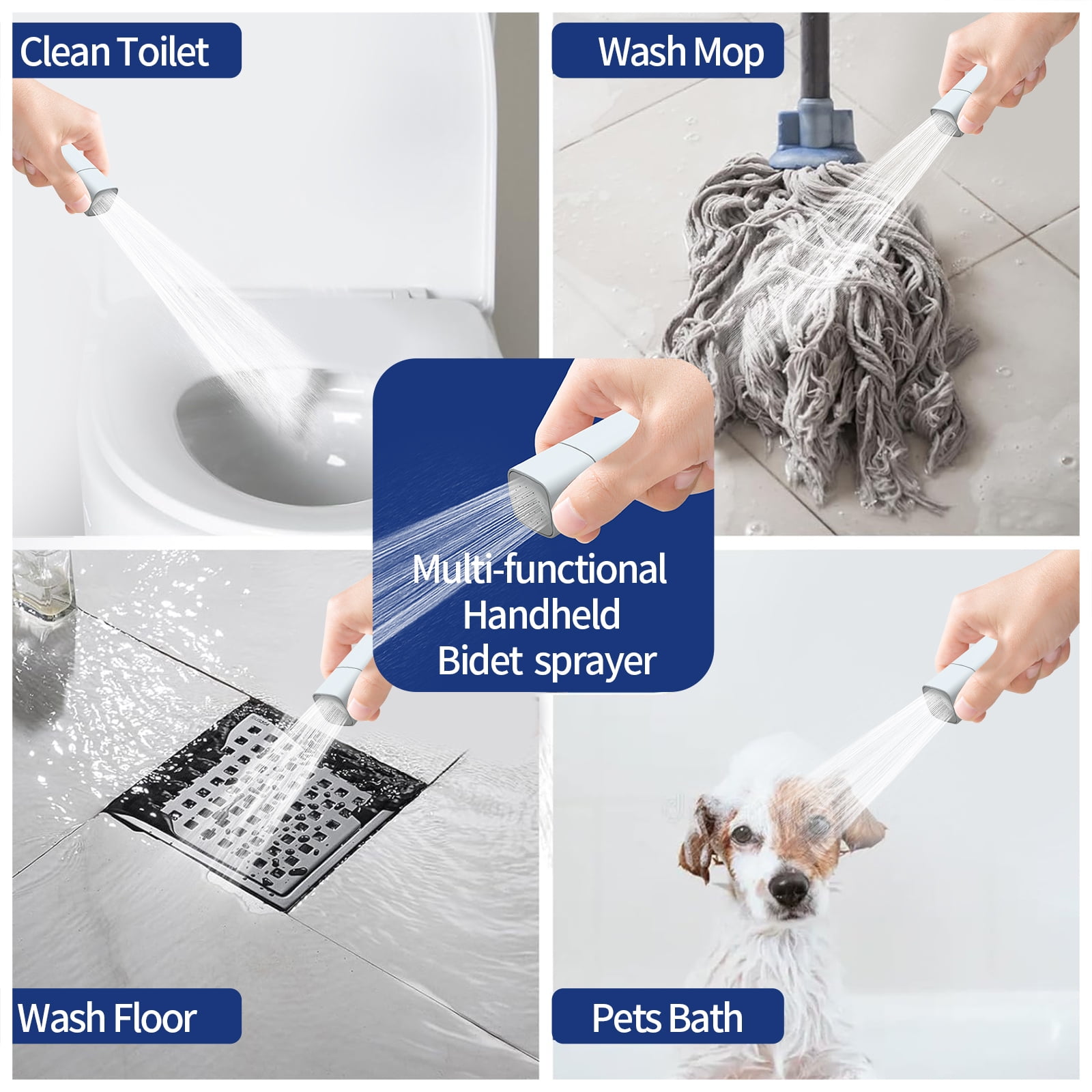 Jinxell 2-in-1 Bidet Attachment with Handheld Bath Bidet Sprayer, Ultra-Slim Adjustable Water Pressure Nozzle, Cold Water Non Electric Hand Sprayer for Toilet Seat