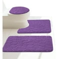thumbnail image 3 of 3pc Set Memory Foam Bathroom Rugs Mat Lid Cover Super soft Dry Inmediately Non Slip Embossed Cobblestone Pebble Purple Color, 3 of 6