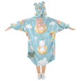 thumbnail image 2 of Wearable Blanket with Sleeves and Pocket Oversized Hooded Sweatshirt 3-14 YR Cute Summer Animals Pattern S, 2 of 7