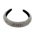 thumbnail image 1 of Sonducket Diademas con diamantes de imitación acolchados brillantes, tocados anchos, diademas lujosas de cristal completo, diadema para mujer en blanco y Accesorio para el cabello Plata, 1 of 1
