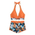 thumbnail image 7 of Up to 65 off!Chiccall Bikini Sets for Women Sexy Floral Printed Halter Tummy Control Tankini Swimwear Two Piece Bathing Suit With Shorts on Clearance, 7 of 7