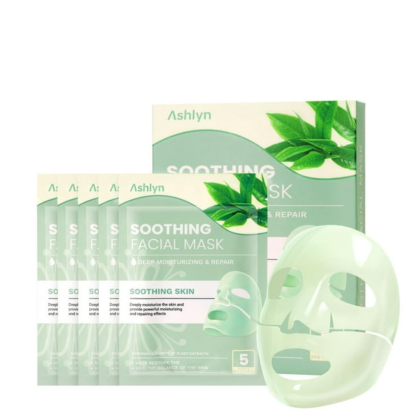 Mascarilla facial Ashlyn Green Tea con colágeno calmante con ácido hialurónico