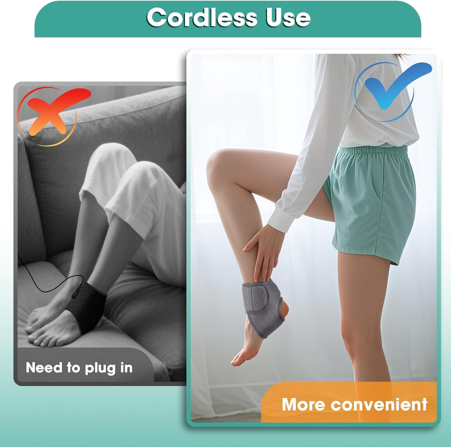 Ankle Massager for Pain Relief, Heating Pad for Ankle and Foot with Rechargeable, Thermal Wrap for Achilles Tendon(1 pc)
