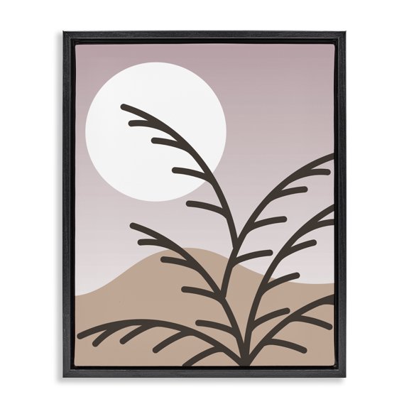 Stupell Industries Mid-Century Modern Pastel Moon Branches Black Floating Frame Canvas Art, 25 x 31, by Lil' Rue