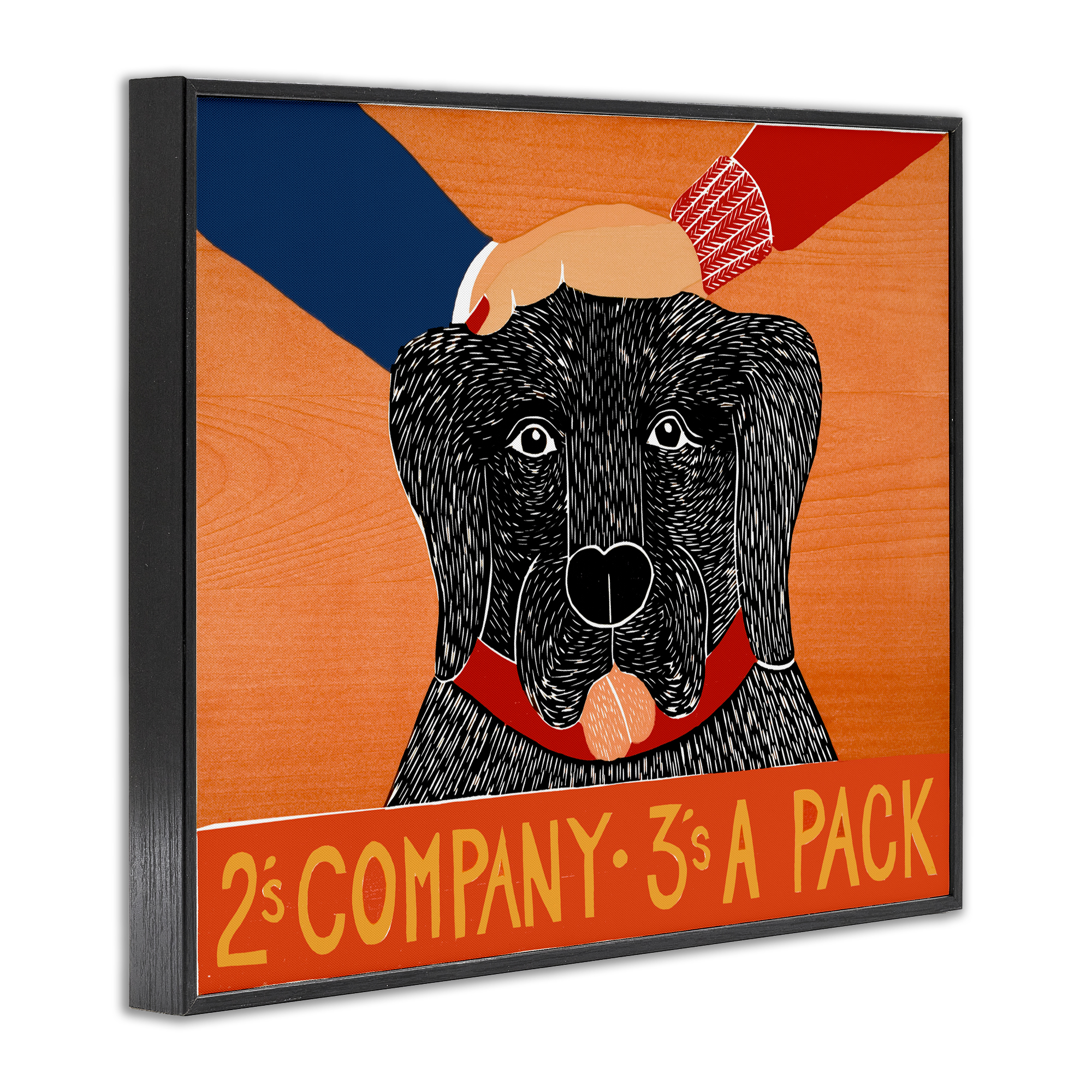 2's Company Dog Black Framed Giclee Art, design by Stephen Huneck