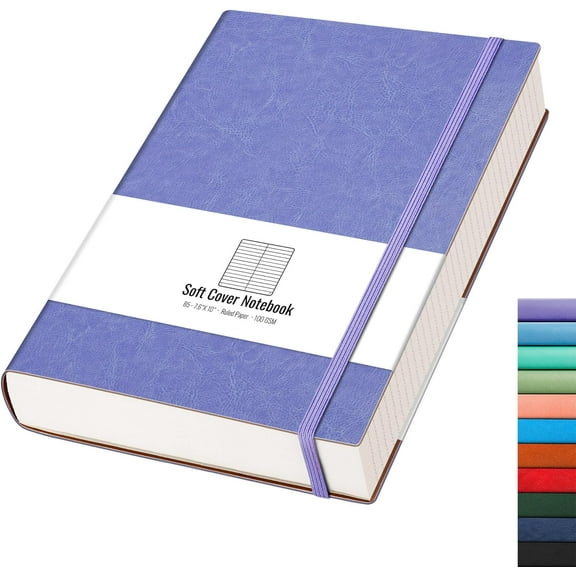 Lined Journal Notebook - 320 Numbered Pages Leather Journal for Women, 100gsm Thick College Ruled Paper, Large B5 Softcover Journal for Writing Work School, 7.6'' X 10''-Purple