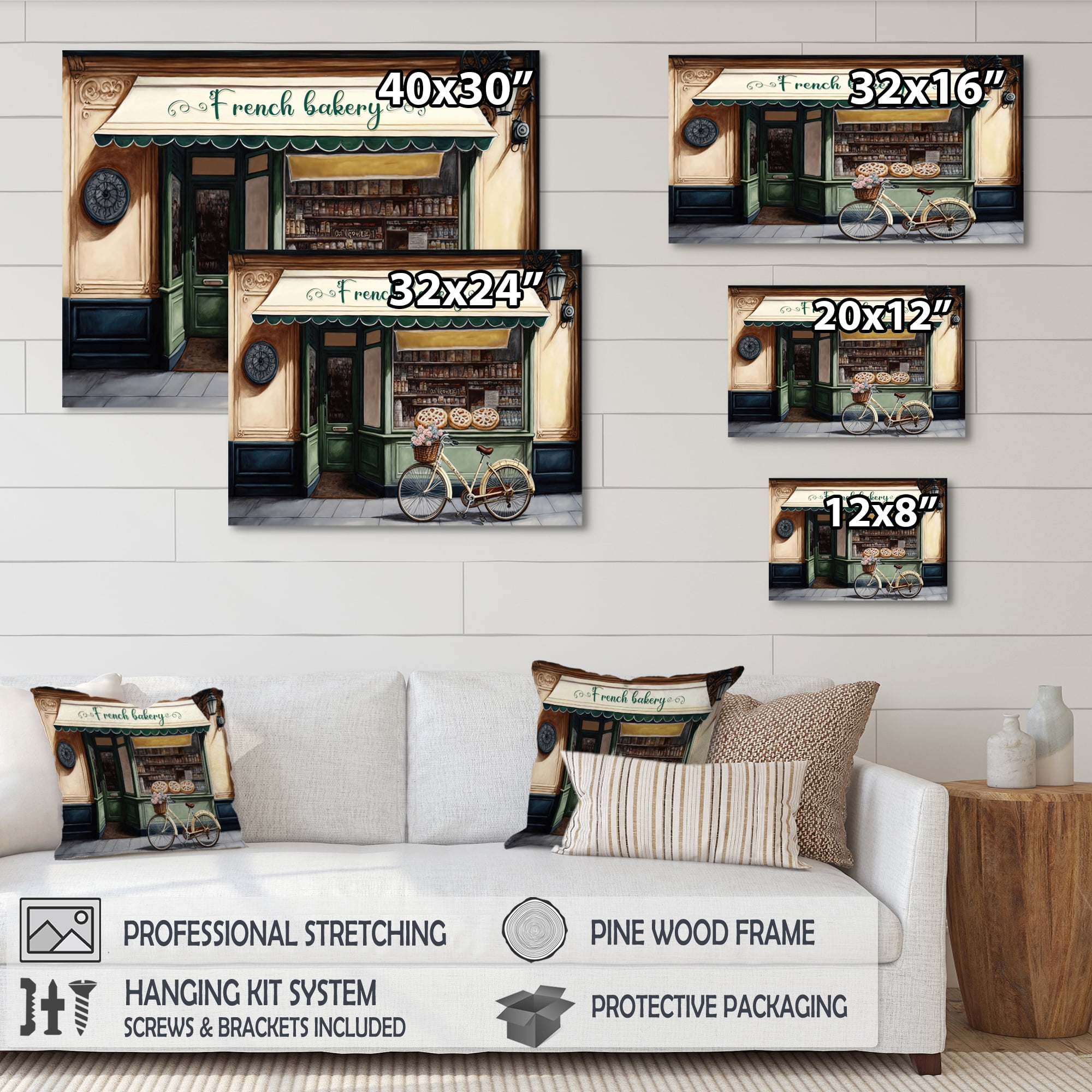 Designart Bicycle In Front A French Bakery V Canvas Wall Art