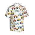 thumbnail image 3 of Xecao Cartoon Monster Trucks print Hawaiian shirt - a stylish short-sleeve button-down for men, perfect for casual beach and tropical outings., 3 of 9