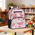 thumbnail image 5 of HUIACONG Pink Axolotl Strawberry 13.5 Inch School Backpack for Kids, Water Resistant Bookbag with Adjustable Breathable Padded Straps, Large Multi Pocket Bag for School Travel Daily Use, 5 of 7