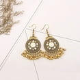 thumbnail image 7 of AYYUFE Women Ethnic Tassel Disc Flower Bead Pendant Long Dangle Hook Earring Jewelry Alloy Clear, 7 of 7