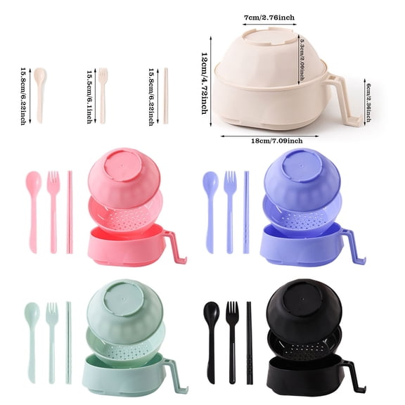 Ramen Cooker Ramen Bowl Set, 2026 Upgraded Microwave Safe Pasta Cooker Noodle Bowl with Lid
