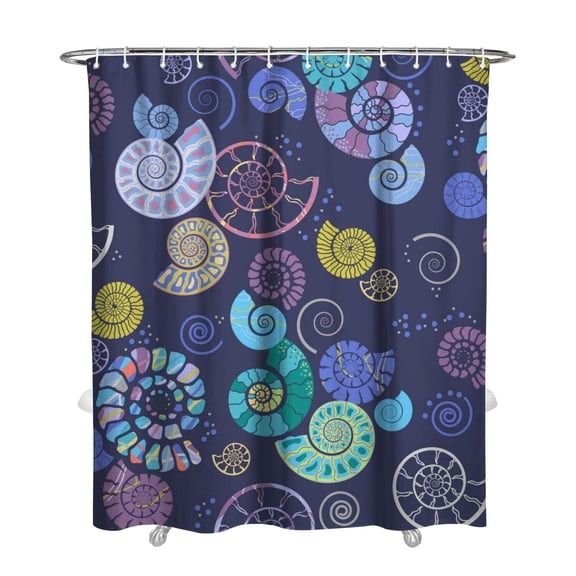 Coastal Nautical Seashell Shower Curtain 72x84in, Waterproof Chun Yafang Polyester, Mold Resistant, Includes 12 Plastic Hooks, Perfect for Bathroom or Beach House Use
