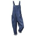 thumbnail image 5 of KPOPLK Women's Casual Wide Leg Overalls Loose Fit Jumpsuits Solid Color Adjustable Strap Bib Romper Fall Clothes Navy L, 5 of 5