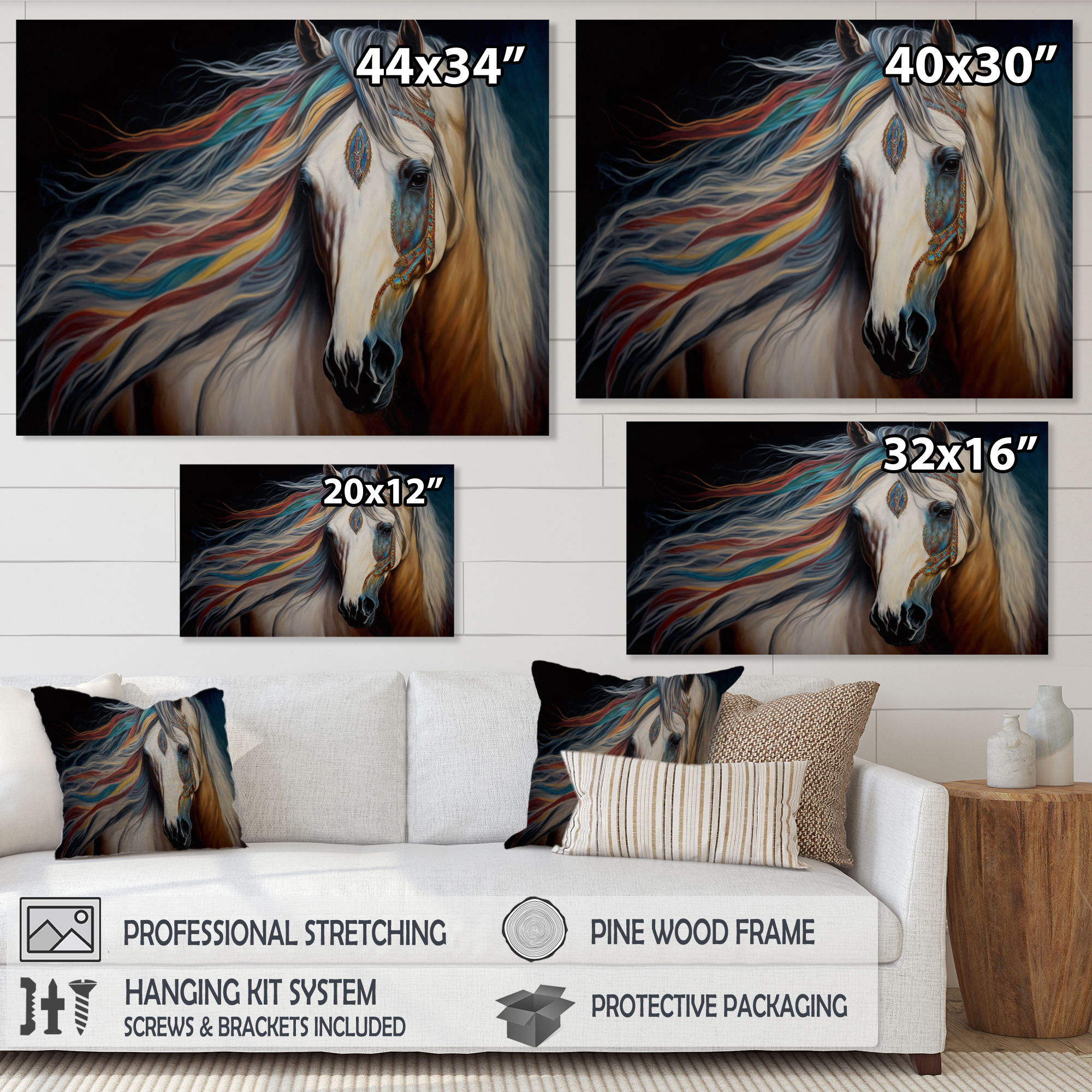 Designart Indian Horse With Colorful Mane I Canvas Wall Art