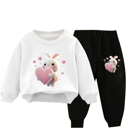 

Odeerbi Toddler Boys Girls Winter Warm Fleece Sweatsuits Two Piece Outfits Set Cartoon Printed Sweatshirt Jogger Pants Tracksuit Set Plush Loose Pullover Sweater Casual Hoodie White