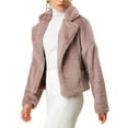 thumbnail image 5 of MODA NOVA Juniors Winter Fashion Loose Faux Fur Cropped Jacket Coat Dusty Pink XL, 5 of 7