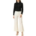 thumbnail image 2 of INSPIRE CHIC Women's Point Collar Long Sleeve Button Shirt, 2 of 5