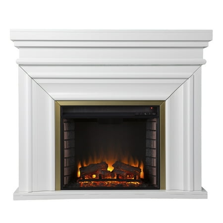 SEI Furniture - Bevonly Electric Fireplace - White and gold finish