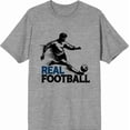 thumbnail image 3 of "Real Football" Sports Back to School Adult Heather Gray Crew Neck Short Sleeve Tee-Medium, 3 of 4
