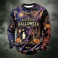 thumbnail image 5 of Havenx Halloween T-Shirt for Men Pumpkin Print Waffle-Knit Shirt Long Sleeve Crew Neck Tshirts Spooky Scary Fashion Funny Lightweight Casual Tee Tops,Dark Purple L, 5 of 5