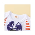 thumbnail image 4 of Gureui Toddler Infant Baby Boys Independence Day Outfits, Numbers Stars Print Bow Short Sleeve Romper + Stripe Contrast Color Shorts 2Pcs Set, 4 of 9