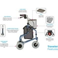 thumbnail image 3 of Traveler Rollator Adjustable Height / Folding Aluminum 33 to 37-1/4 Inch Handle Height 4900RD, 3 of 6