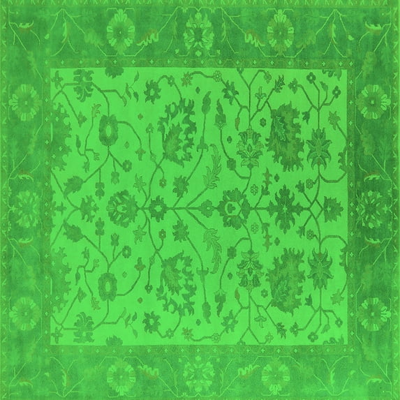 Ahgly Company Indoor Square Oriental Green Traditional Area Rugs, 6' Square