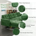 thumbnail image 4 of 110" Convertible Sectional Sofa Couch,L-Shape Sofa with Movable Ottoman,Velvet Upholstered Sofa for Living Room,Apartment,Office,Green, 4 of 6
