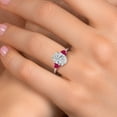 thumbnail image 3 of Gem Stone King 2.70 cttw IGI Certified Lab Grown Diamond and Red Ruby 3-Stone Engagement Ring for Women | 925 Sterling Silver | Center 2.00 Ct Diamond | D-E Color | VS1-VS2 Clarity | Size 8, 3 of 6