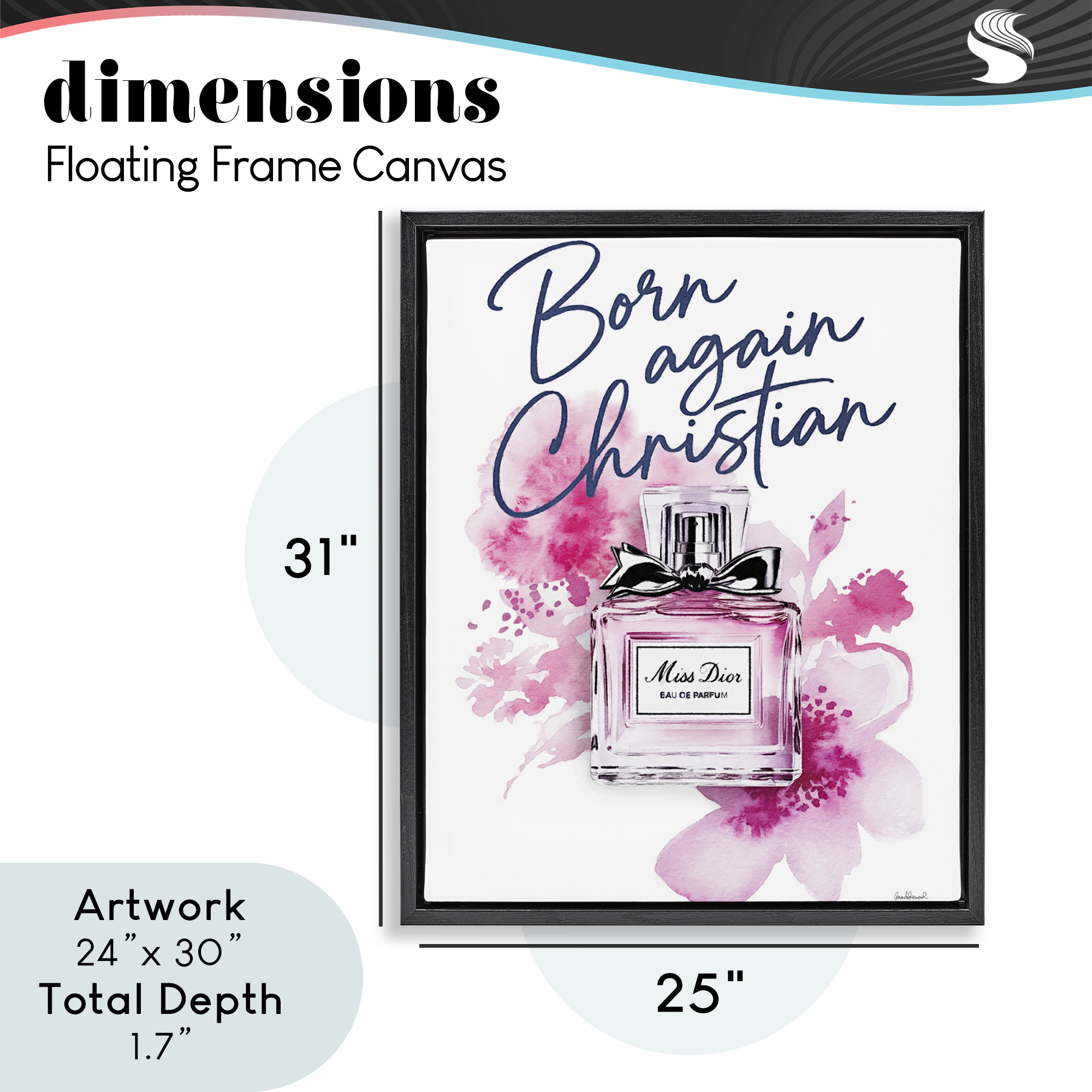 Born Again Christian with Fragrance Black Framed Floater Canvas Wall Art, design by Amanda Greenwood