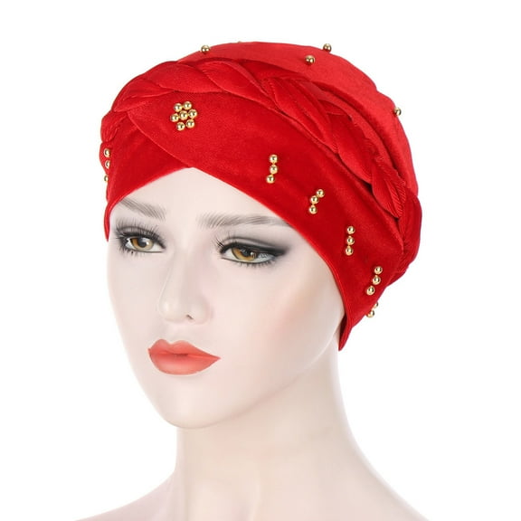 BEFOKA Headscarves for Women Pre Tied Solid Sliper On Caps Headwears Turban Headwrap Knot Pleated Chemo Headwears for Women