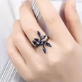 thumbnail image 7 of EOEMY 18Kgold Plated Black Gun P Fashion Ring Green Aaa Zirconia Women Leaves B316-8-Blue, 7 of 7