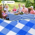 thumbnail image 2 of decorUhome Rectangle Tablecloth, Waterproof Vinyl Flannel Backed Table Cloth, Buffalo Wipeable Plastic Table Cover for Kitchen and Outdoor, Blue and White, 60" x 120", 2 of 9