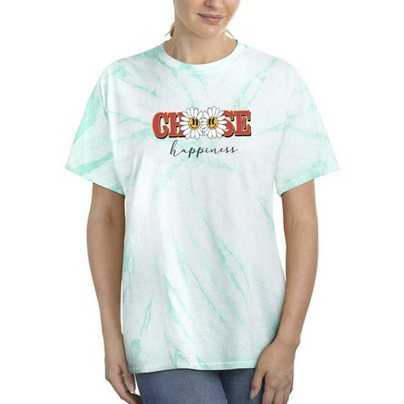 Choose Happiness Daisies Art Tie Dye Cyclone Women -Image by Shutterstock, Female Small