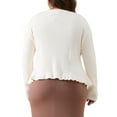 thumbnail image 4 of DARING DIVA Plus Size Knit Open Front Ruffled Button Cardigan 1X Beige, 4 of 6
